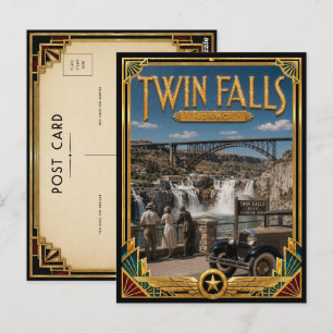Twin Falls Idaho Vintage Art Deco Gouden Tijdperk Briefkaart