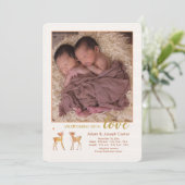 Twin Fawns Foto geboorteaankondiging Kaart (Staand voorkant)
