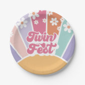 Twin Fest Retro Sunshine Rainbow Daisy Papieren Bordje (Voorkant)