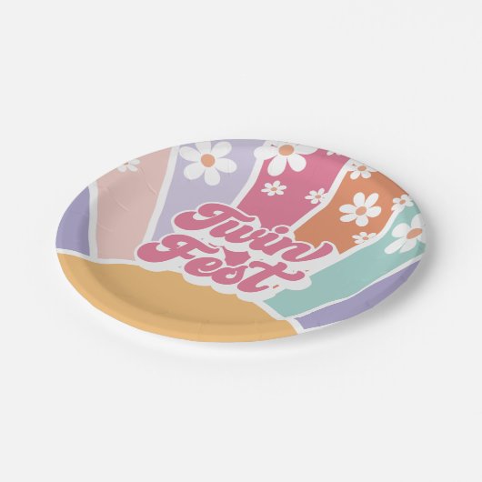 Twin Fest Retro Sunshine Rainbow Daisy Papieren Bordje (Gekanteld)