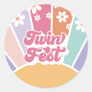 Twin Fest Retro Sunshine Rainbow Daisy Ronde Sticker