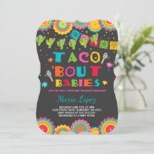 Twin Fiesta Baby shower Invite Taco Bout Babies Kaart (Staand voorkant)