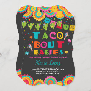 Twin Fiesta Baby shower Invite Taco Bout Babies Kaart