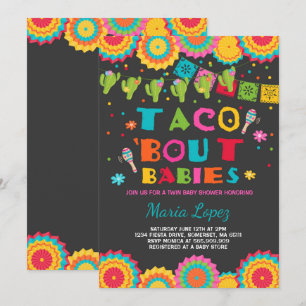 Twin Fiesta Baby shower Invite Taco Bout Babies Kaart