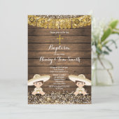 Twin Fiesta Boy Twin Doopsel Hout Kaart (Staand voorkant)