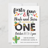 Twin Fiesta First Birthday Invitation Kaart (Voorkant)