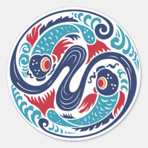 Twin Fish Ronde Sticker