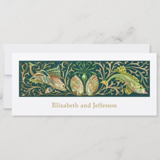  Twin Fishes Modern Wedding Kaart (Voorkant)