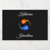 Twin Flame-bruiloft Sparkling Wijnetiket (Enkel label)