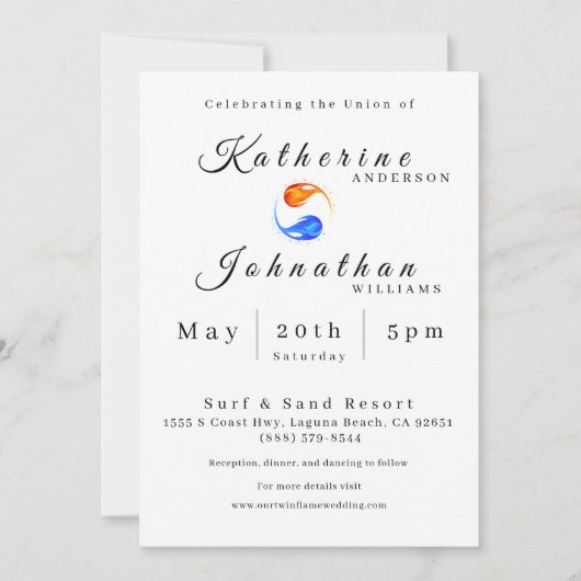 Twin Flame bruiloft thema- Kaart (Voorkant)