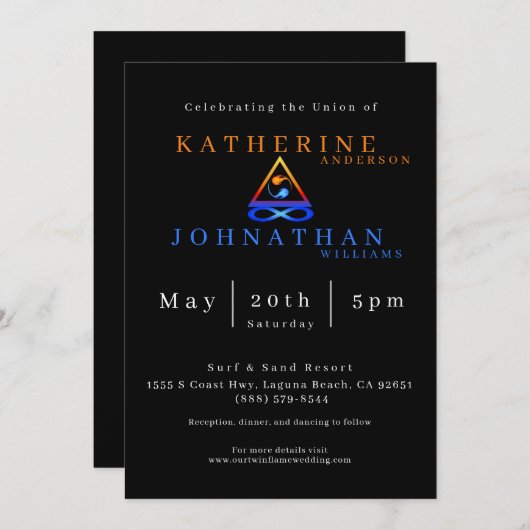 Twin Flame bruiloft thema- Kaart (Voorkant / Achterkant)