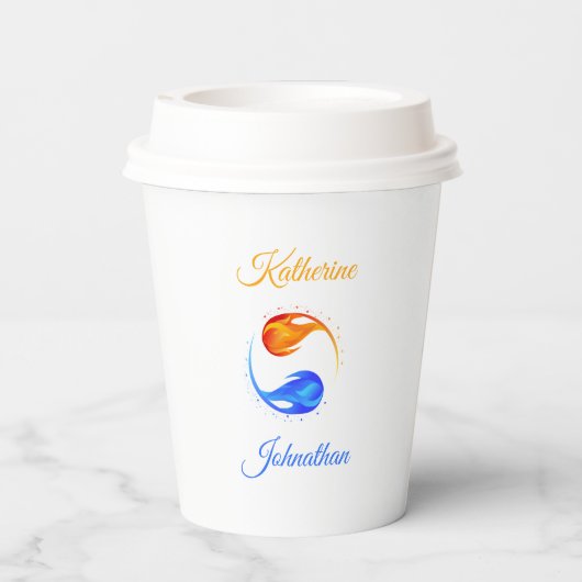 Twin Flame bruiloft thema-wit- Papieren Bekers (Achterkant)