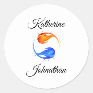 Twin Flame bruiloft thema-wit- Ronde Sticker