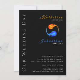 Twin Flame bruiloft thema-zwart- Kaart