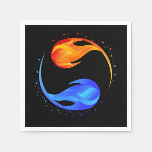 Twin Flame bruiloft-thema- Zwart- Servet (Voorkant)