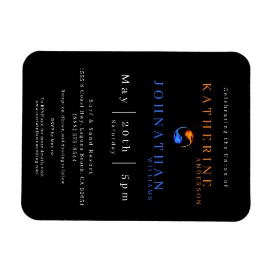 Twin Flame bruiloft uitnodiging- Magneet (Horizontaal)