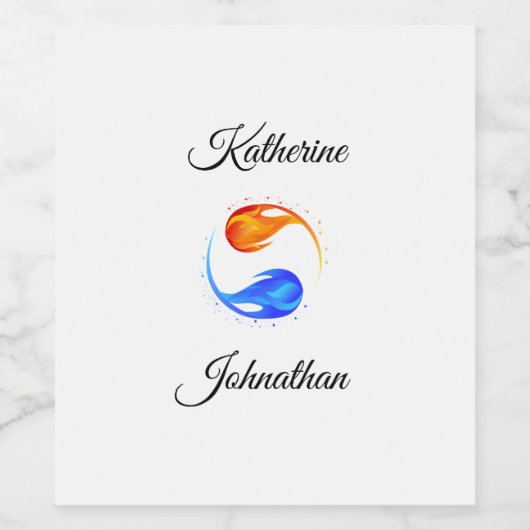 Twin Flame-bruiloft Wijn Etiket (Enkel label)