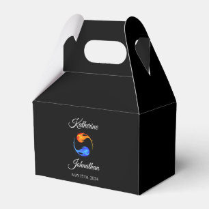 Twin Flame Bruiloft-Zwart-Favor Box Bedankdoosjes
