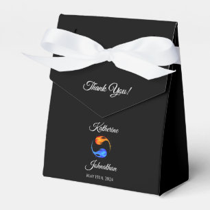 Twin Flame Bruiloft-Zwart-Favor Box Bedankdoosjes