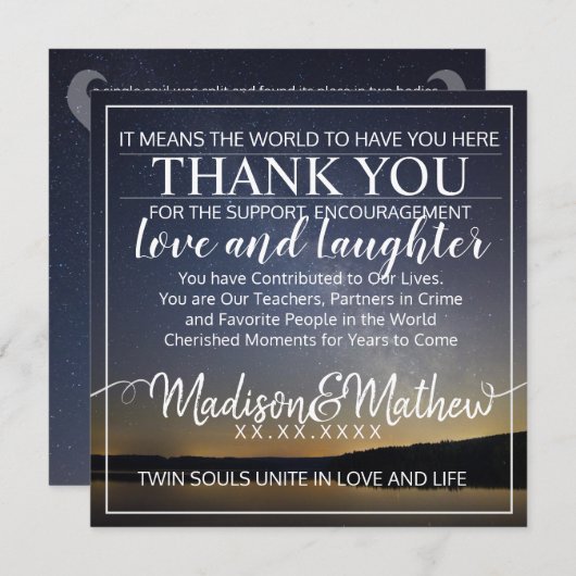 Twin Flame Dank U Tafelkaarten Save The Date (Voorkant / Achterkant)