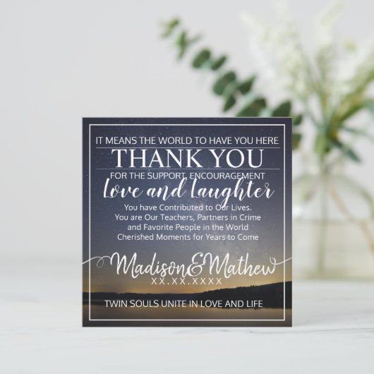 Twin Flame Dank U Tafelkaarten Save The Date (Staand voorkant)