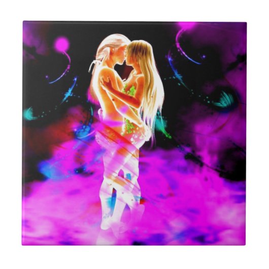 TWIN FLAME psychedelic Tegeltje (Voorkant)