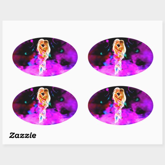 TWIN FLAME psychedelisch Ovale Sticker (Vel)