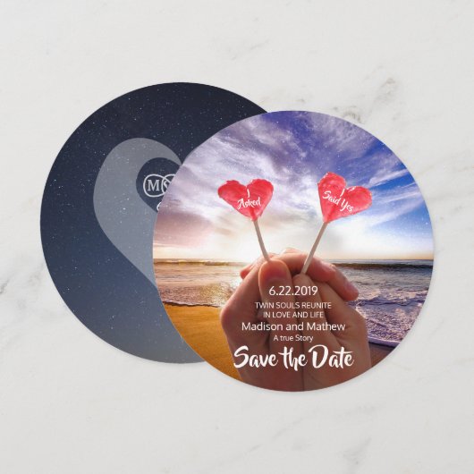 Twin Flame Save the Dates Date (Voorkant / Achterkant)