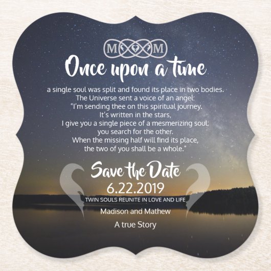 Twin Flame Save the Dates Paper Onderzetter (Voorkant)