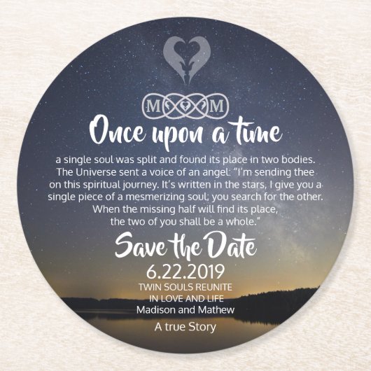 Twin Flame Save the Dates Paper Onderzetter (Voorkant)