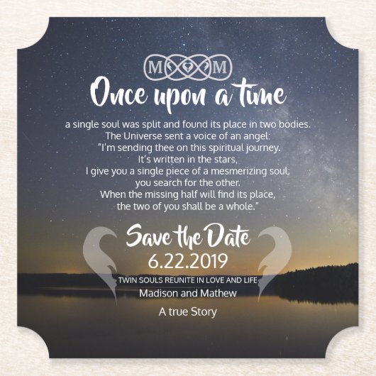 Twin Flame Save the Dates Paper Onderzetter (Voorkant)