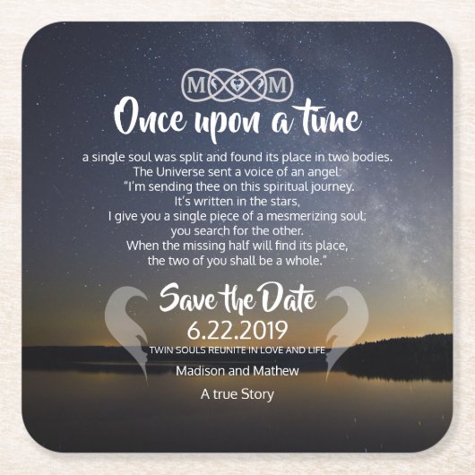 Twin Flame Save the Dates Paper Onderzetter (Voorkant)