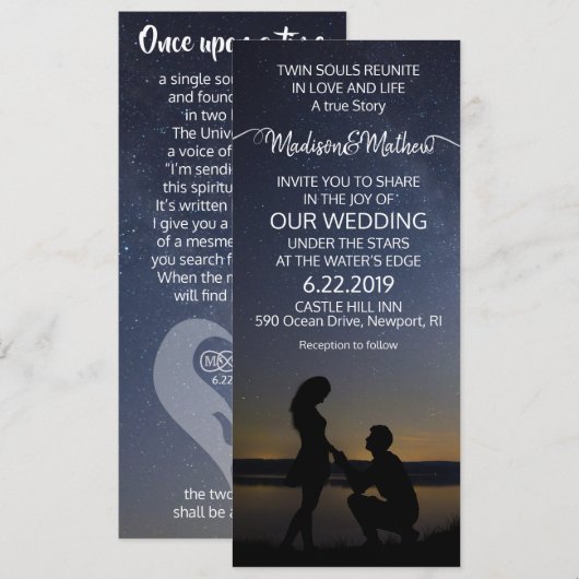 Twin Flame Wedding Invitation Save The Date (Voorkant / Achterkant)