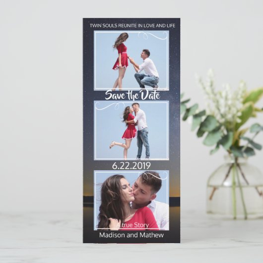 Twin Flame Wedding Sla de datum op Save The Date (Staand voorkant)