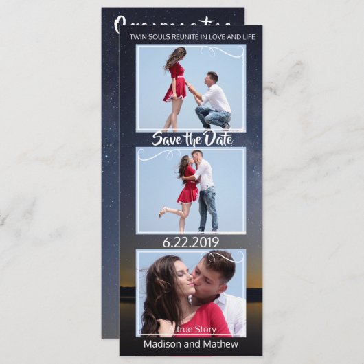 Twin Flame Wedding Sla de datum op Save The Date (Voorkant / Achterkant)