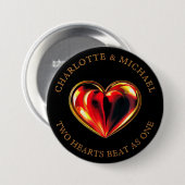 Twin Flames Two Hearts Beat As One Love Valentine Ronde Button 7,6 Cm (Voorkant /achterkant)