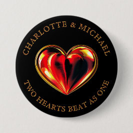 Twin Flames Two Hearts Beat As One Love Valentine Ronde Button 7,6 Cm
