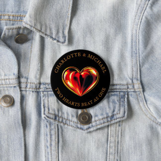 Twin Flames Two Hearts Beat As One Love Valentine Ronde Button 7,6 Cm
