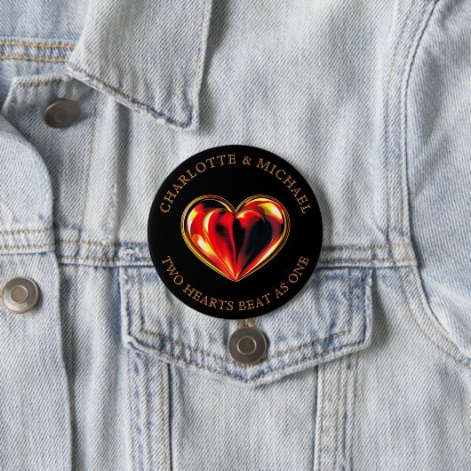 Twin Flames Two Hearts Beat As One Love Valentine Ronde Button 7,6 Cm (In situ)