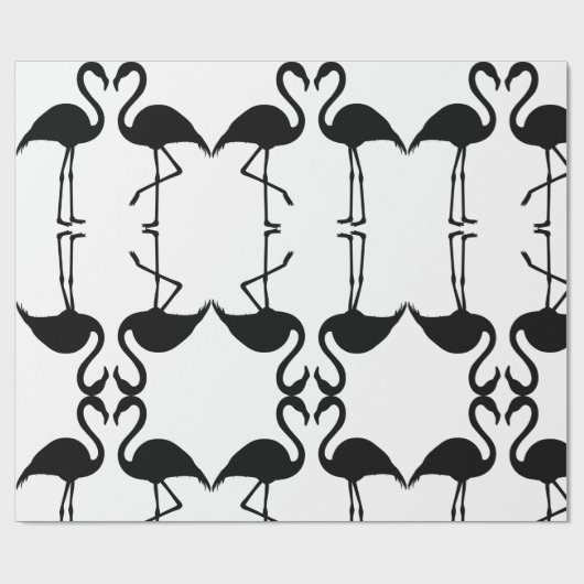Twin Flamingo Black Pattern Wrapping Paper Cadeaupapier (Vlak)