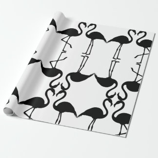 Twin Flamingo Black Pattern Wrapping Paper Cadeaupapier