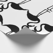 Twin Flamingo Black Pattern Wrapping Paper Cadeaupapier (Hoek)