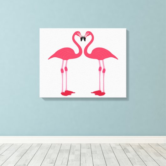 Twin Flamingos Canvas Afdruk (Insitu (Houten vloer))