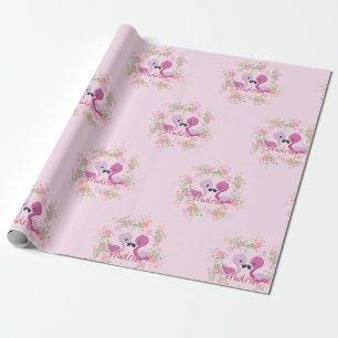 Twin Flamingo's in roze Cadeaupapier