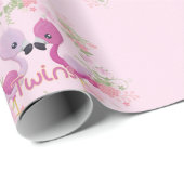 Twin Flamingo's in roze Cadeaupapier (Rol Hoek)