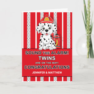 Twin Gefeliciteerd Dalmatian Puppy Firehouse Kaart