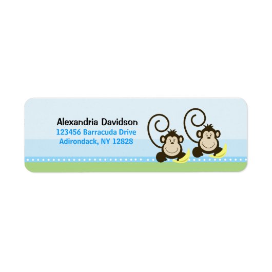 Twin Gekke Monkeys Aangepaste Adresetiketten Etiket (Voorkant)