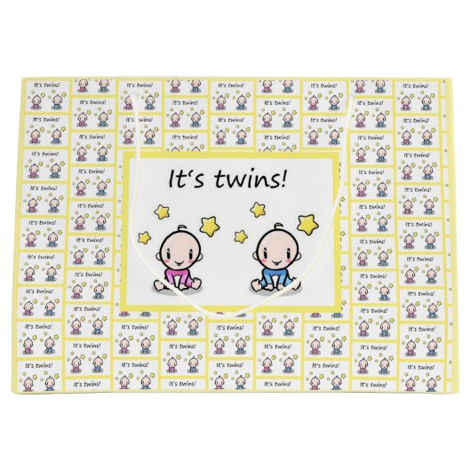 Twin Gift Wrap, Gepersonaliseerd voor meisje & jon Groot Cadeauzakje (Voorkant)