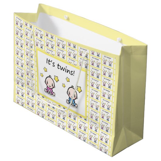 Twin Gift Wrap, Gepersonaliseerd voor meisje & jon Groot Cadeauzakje (Voorkant Gekanteld)