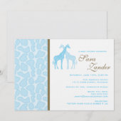 Twin Giraffe Baby shower Invitation - Boy Kaart (Voorkant / Achterkant)